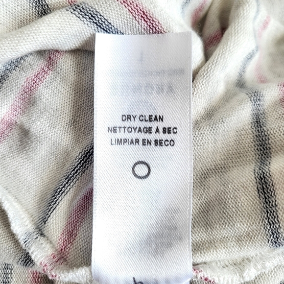 New Sundry Striped Navy/Pink Side Slits Crewneck Long Sleeve Pullover Sweatshirt - Picture 7 of 8